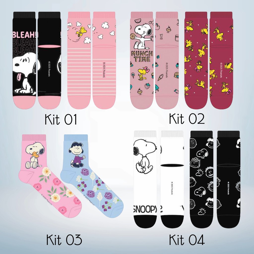 Kit com 02 Pares de Meia Infantojuvenil/Adulto Snoopy (Peanuts) – Produto Licenciado em Oferta na Shopee