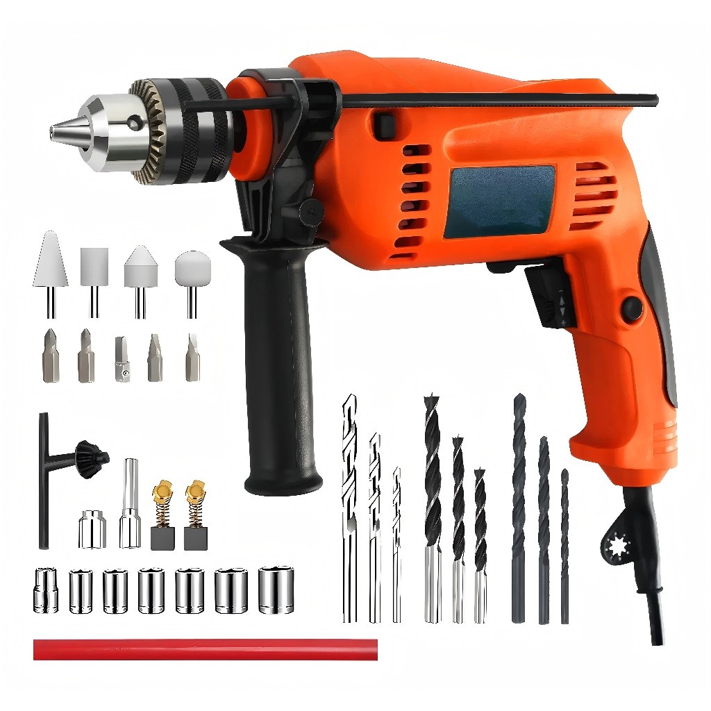 Parafusadeira Furadeira Impacto Profissional, Kit de combinação de martelo/broca rotatório,laranja 127V/220V em Oferta na Shopee