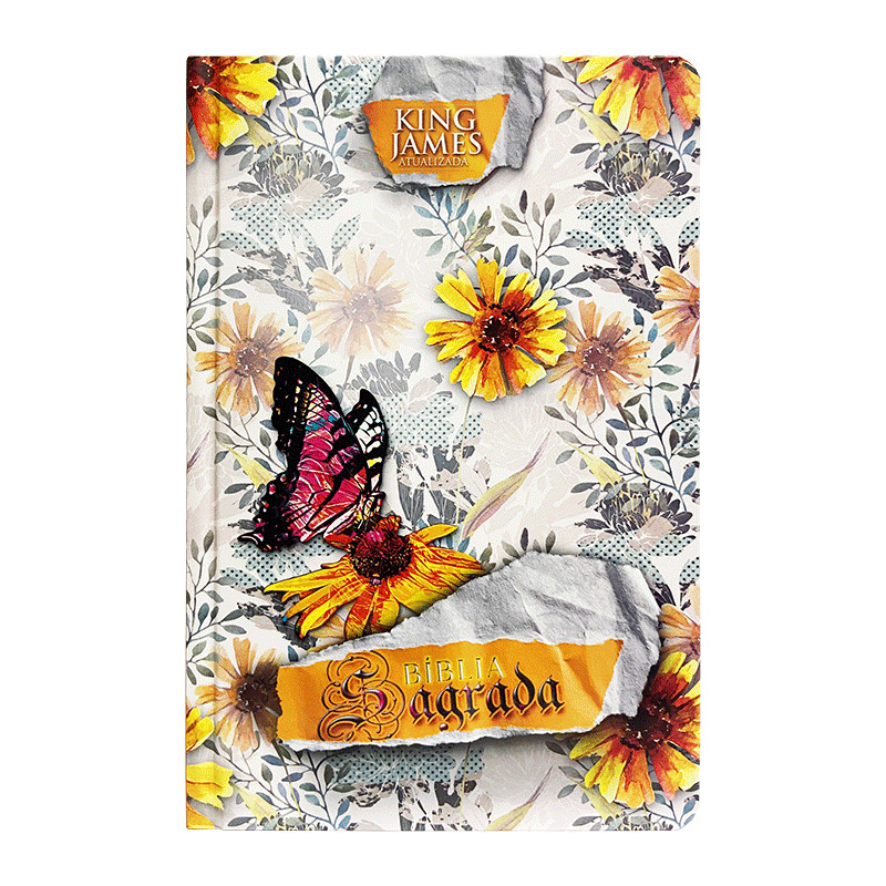Bíblia Capa Dura Slim Floral Abstrato Letra Normal Linguagem King James Atualizada Na Promoção