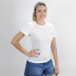 Camiseta Colcci Slim Stras Off Shell - Feminino