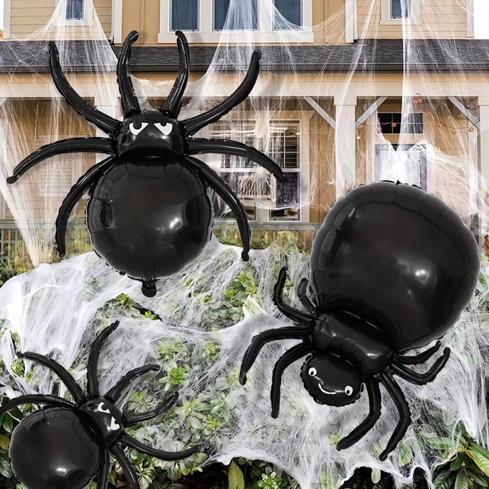 Kit Balão Metalizado 2un Aranha + Teia 80 cm Decoração Festa Aniversário Homem Aranha Halloween Dia das Bruxas