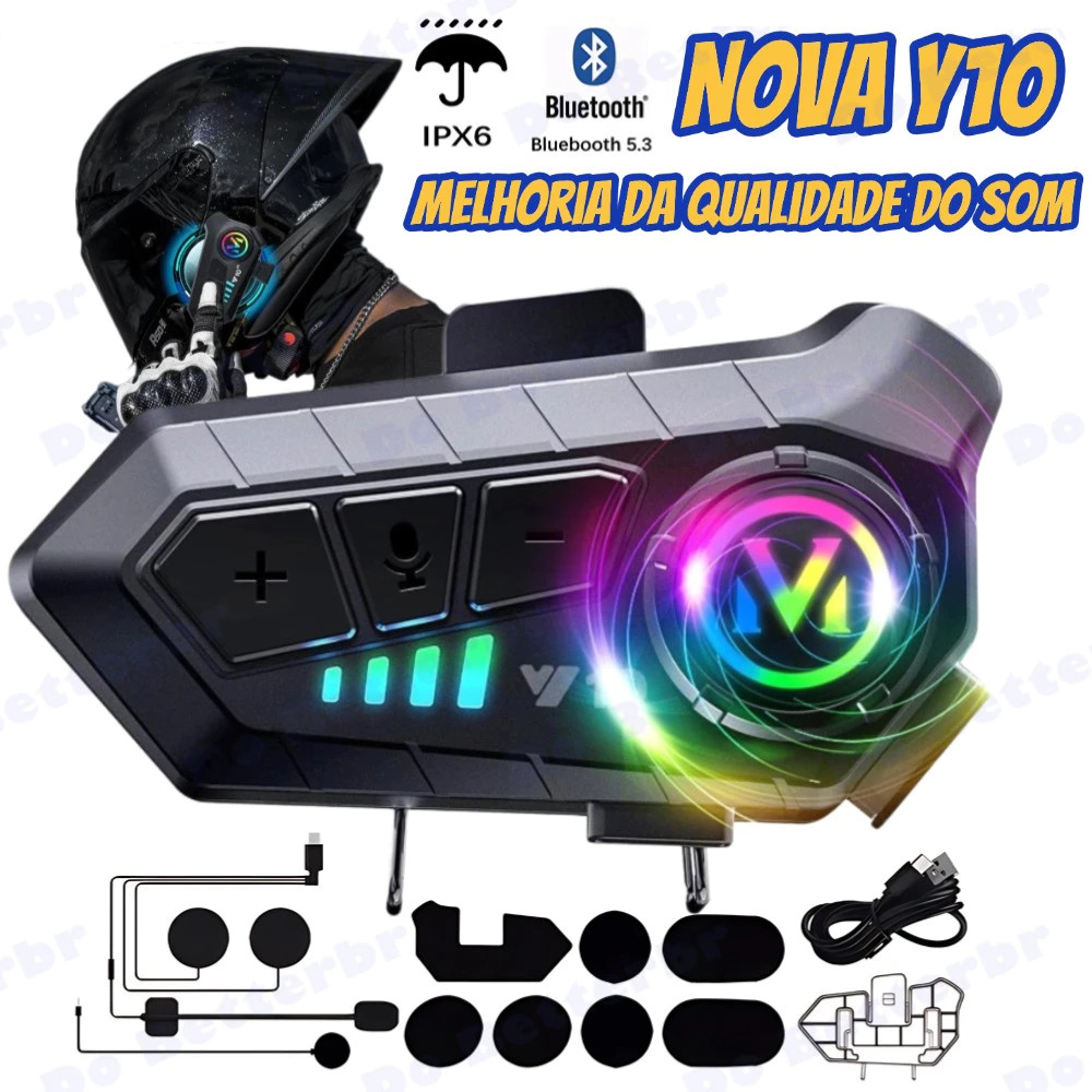 Fone de Ouvido para Capacete de Moto Bluetooth - Controle de Voz, Microfone e Intercomunicador