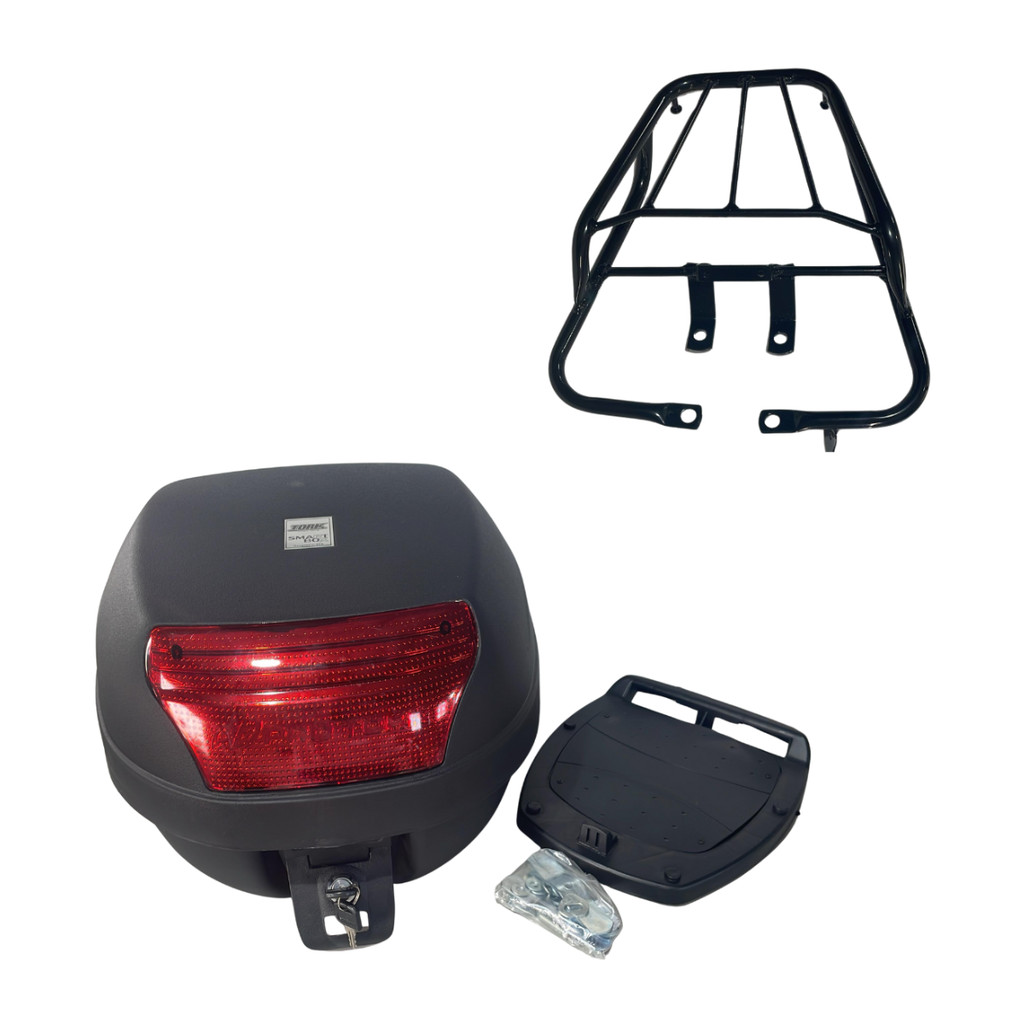 Bagageiro Cg Titan Fan125 + Baú Bauleto 28 Litros 2000 ATÉ 2008 Preto Cromado