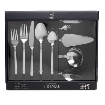 Faqueiro 25 Peças de Aço Inox Firenze Wolff