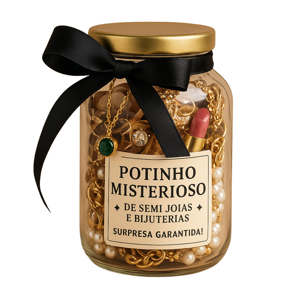 POTINHO MISTERIOSO com ATÉ 40 Peças de Semi Joias, Bijuterias e Maquiagens ✨ Surpresa Garantida!