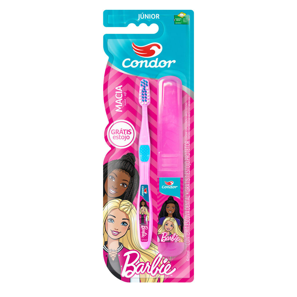 Escova Dental Infantil Condor Barbie com Estojo Protetor em Oferta na Shopee
