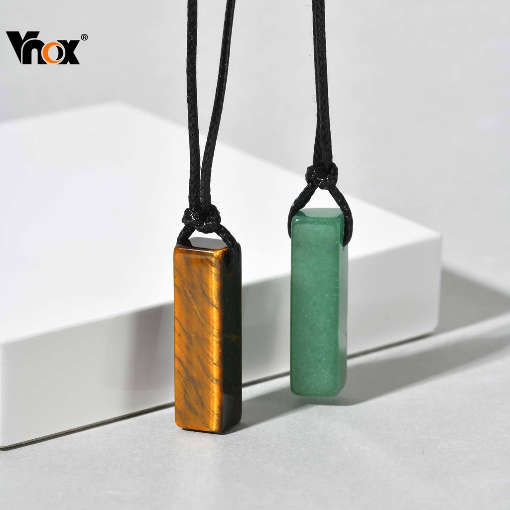 Colar com pingente em pedra natural unissex da Vnox, joia ajustável para casais, símbolo de saúde e segurança em Oferta na Shopee
