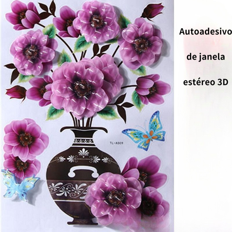 Adesivos de parede tridimensionais 3d para vasos autoadesivos à prova d'água adesivos para janelas fundo de casa em Oferta na Shopee