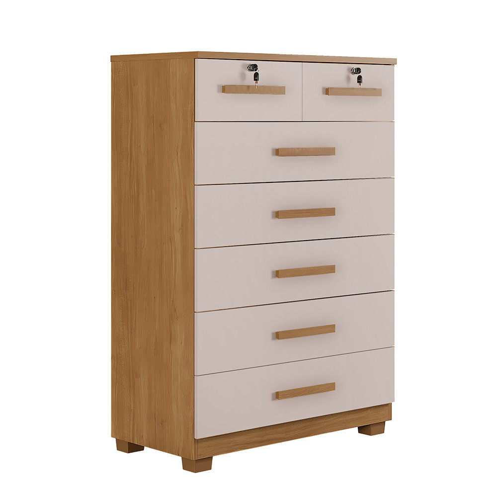Cômoda Com Chave 7 Gavetas New Barcelona Cinamomo Off White Benetil em Oferta na Shopee