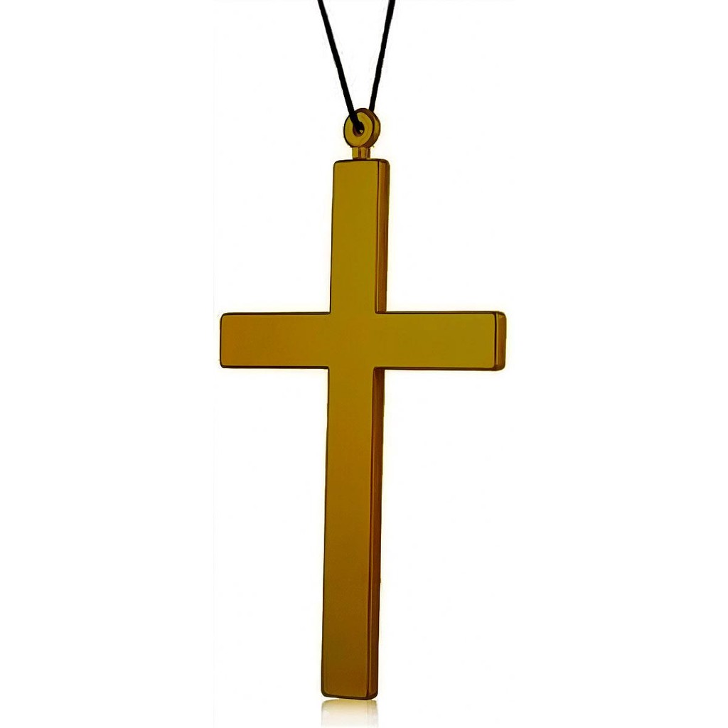 Crucifixo de Halloween Dourado Grande com Colar pra Fantasia Halloween Carnaval Festa Padre Freira Zumbi em Oferta na Shopee