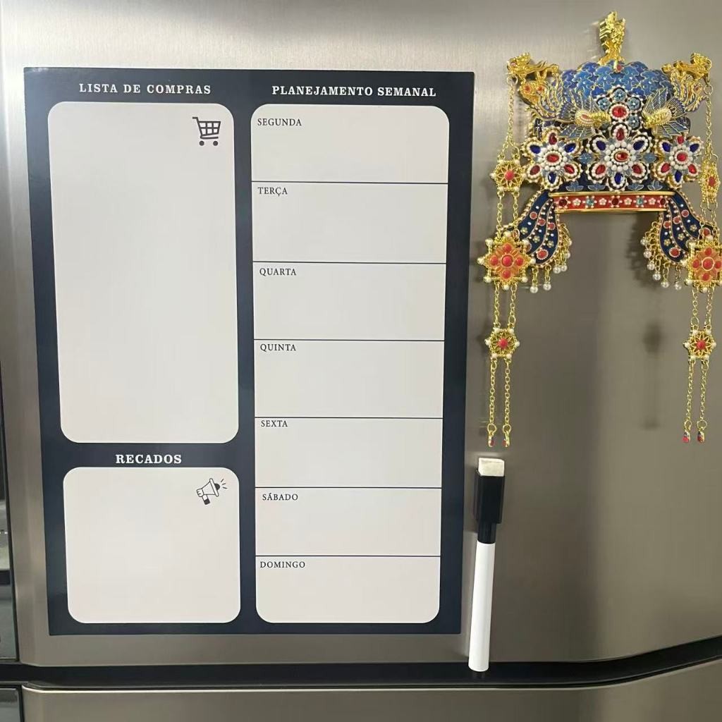 Planner Semanal Mensal Magnetico Ima De Geladeira Com Caneta  A-E