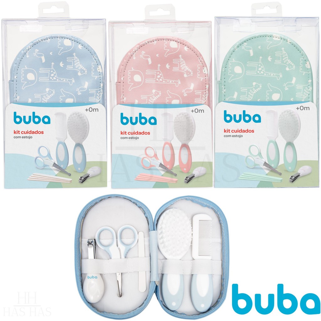 Kit Higiene Cuidados Bebê Com Estojo Completo Tesoura Pente Cortador Manicure Infantil Buba em Oferta na Shopee