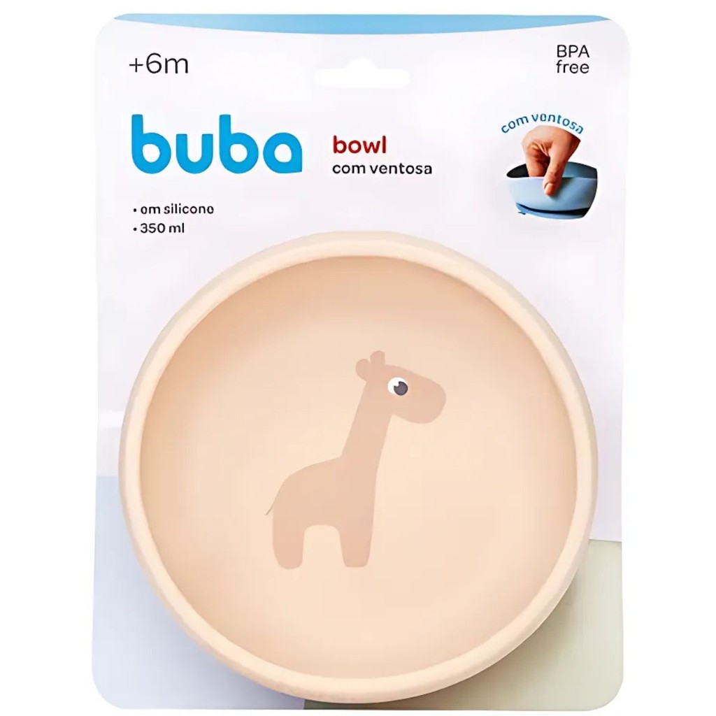 Bowl Em Silicone Com Ventosa Bege Girafa 20896 - Buba em Oferta na Shopee