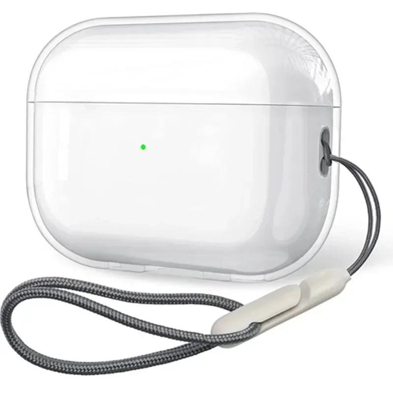 Capa De Fone De Ouvido TPU Macio Transparente Para Airpods Pro3 2 1 Pro Pro2 À Prova De Choque Com Alça De Cordão 4 Carr em Oferta na Shopee