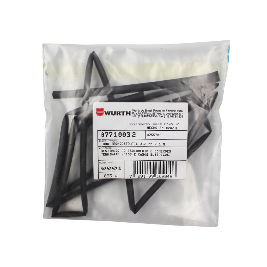 Tubo Termo Retratil Preto 3,2 Mm X 1m - 07710032
