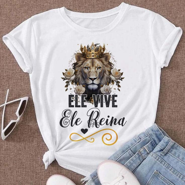 Camiseta  BabyLook T-Shirt Feminina  Religiosa Leão de Judá Camisa DryFit em Oferta na Shopee