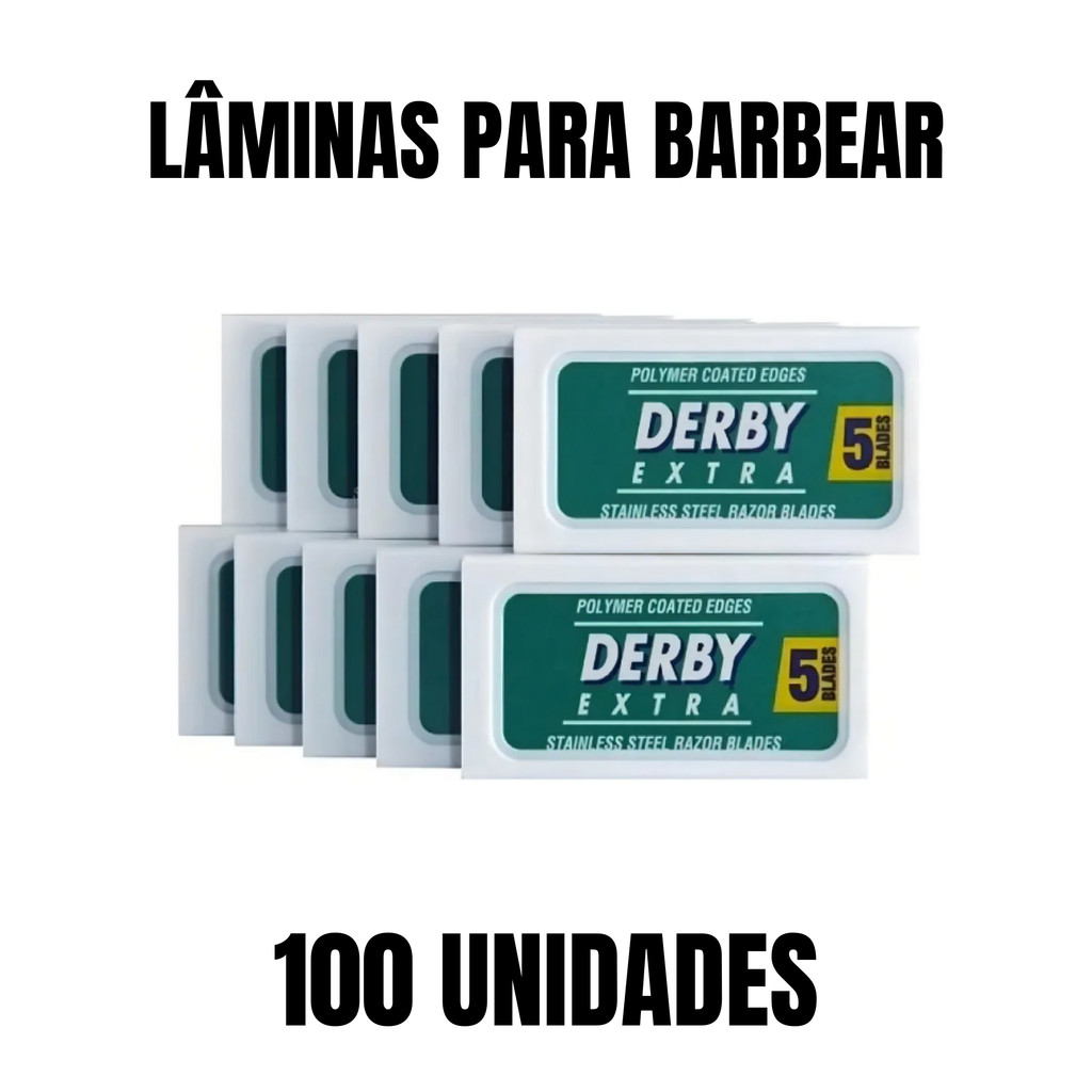 Kit 100 Lâminas Para Barbear Derby Extra Verde Profissional