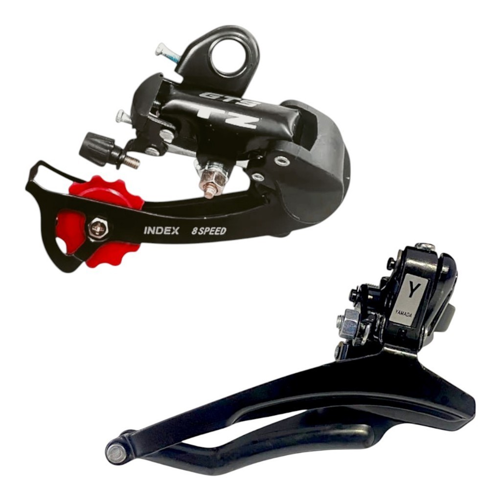 kit cambio traseiro gts 8v + dianteiro over por cima para bike bicicleta aro 26 e 29 em Oferta na Shopee