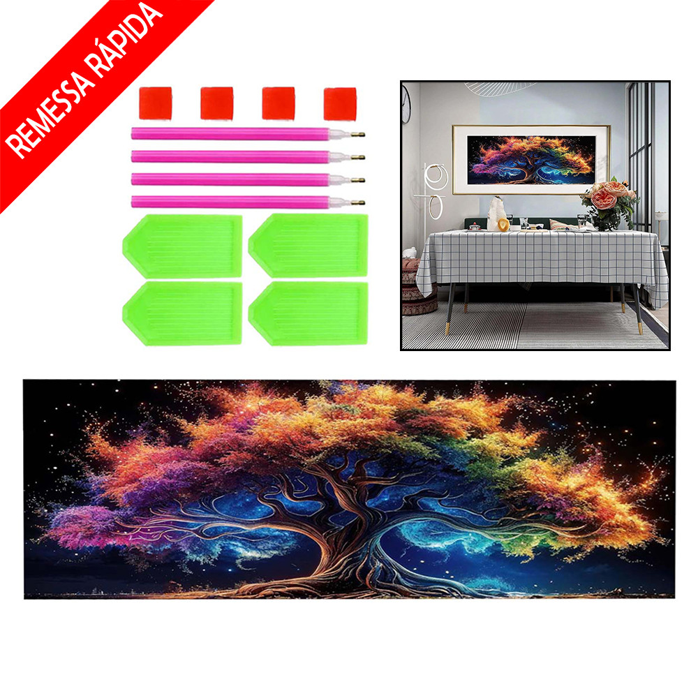 Árvore colorida, Kit inicial DIY para decoração de diamante redondo, decoração de interiores, 120 x 40 cm, decoração DIY
