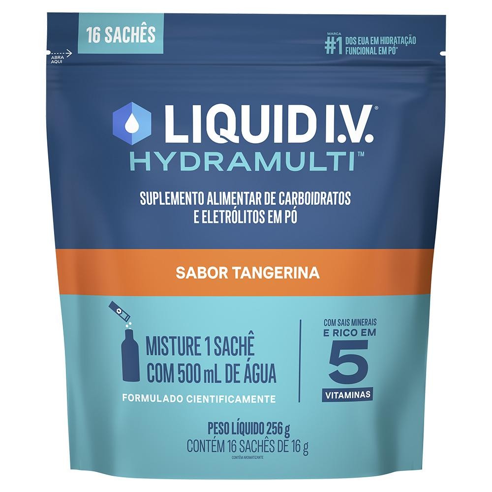 Suplemento Alimentar Pó Tangerina Liquid I.V. Hydramulti Pouch 256g 16 Unidades