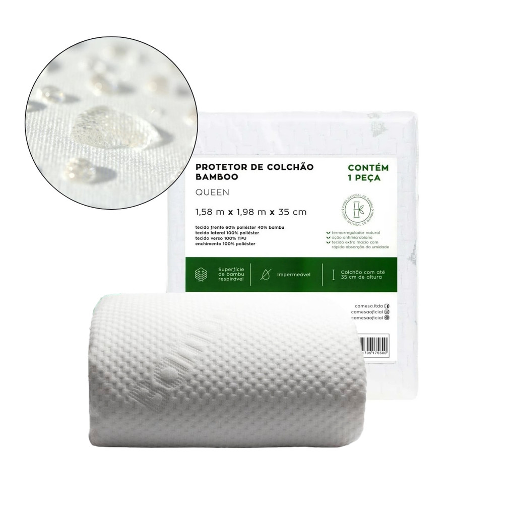 Protetor Colchão Impermeável Queen Bamboo Blend Branco Camesa em Oferta na Shopee