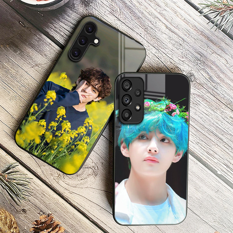V Kim Taehyung 02 Capa De Telefone De Vidro Para Samsung Galaxy A14 A16 A30 A22 A32 A33 A15 A35 A42 A55 A56 4G A52 A53 A