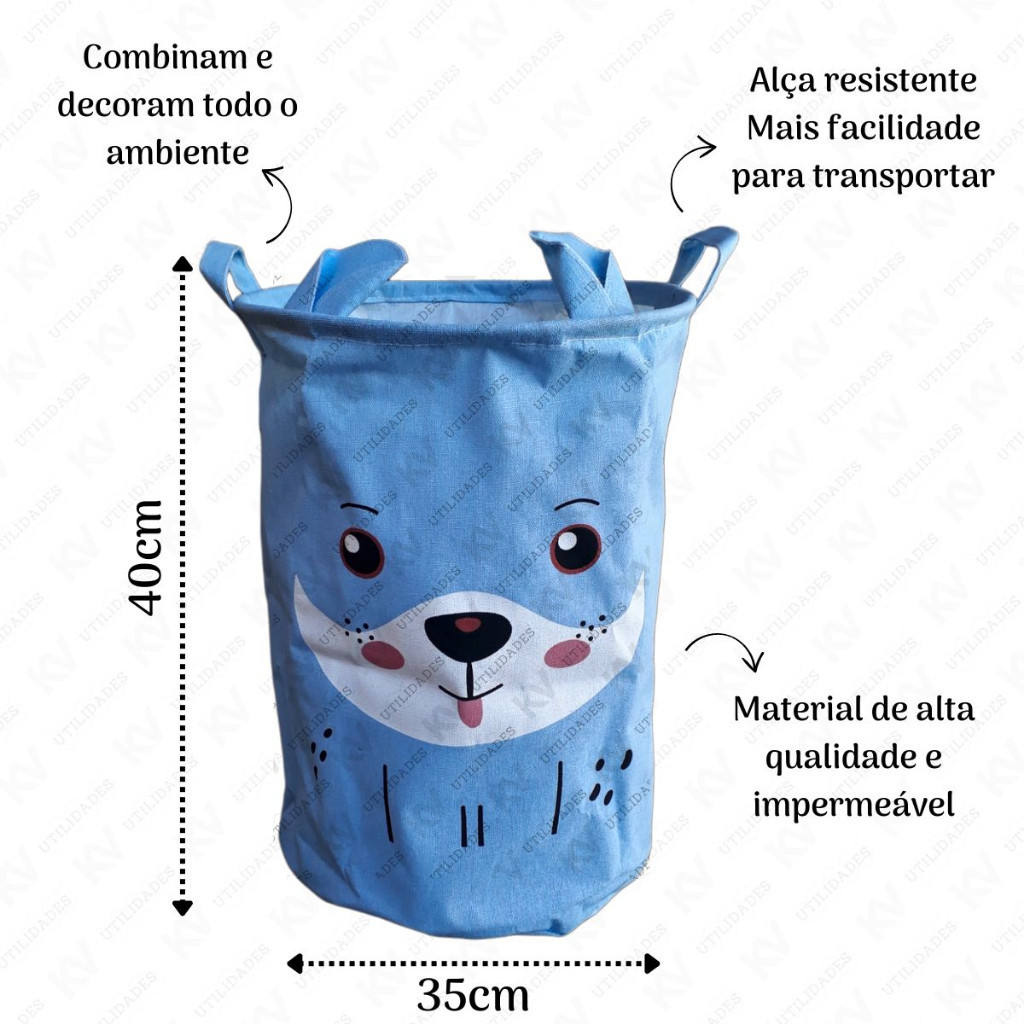Detalhes do Cesto Organizador Multiuso Com Alça Dobrável Para Brinquedo E Roupa Suja
