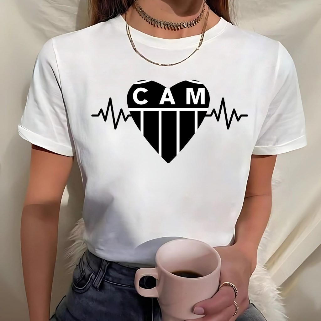Camiseta T shirt Do Galo Feminina Baby Look Branca - Camisa Do Atletico-MG