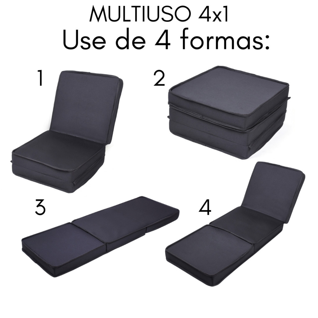 Colchão dobrável de solteiro 4X1 Multuso Colchão Sofa Puff ou colchonete o mais prático e bem feito da categoria Fenix .