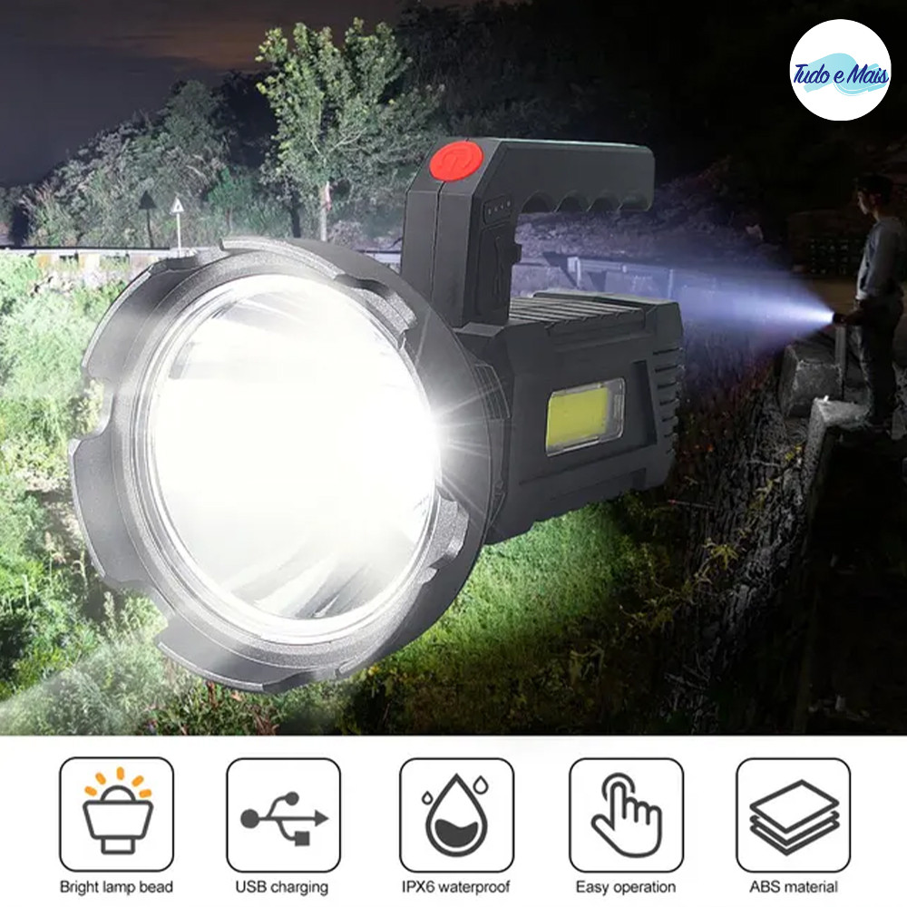 Lanterna Holofote Recarregável Farol De Mão Usb À Prova D'água Portátil LED Para Luzes De Trabalho em Oferta na Shopee
