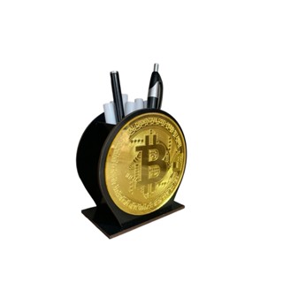 Porta Canetas Lápis Organizador de mesa escritório Bitcoin em Oferta na Shopee