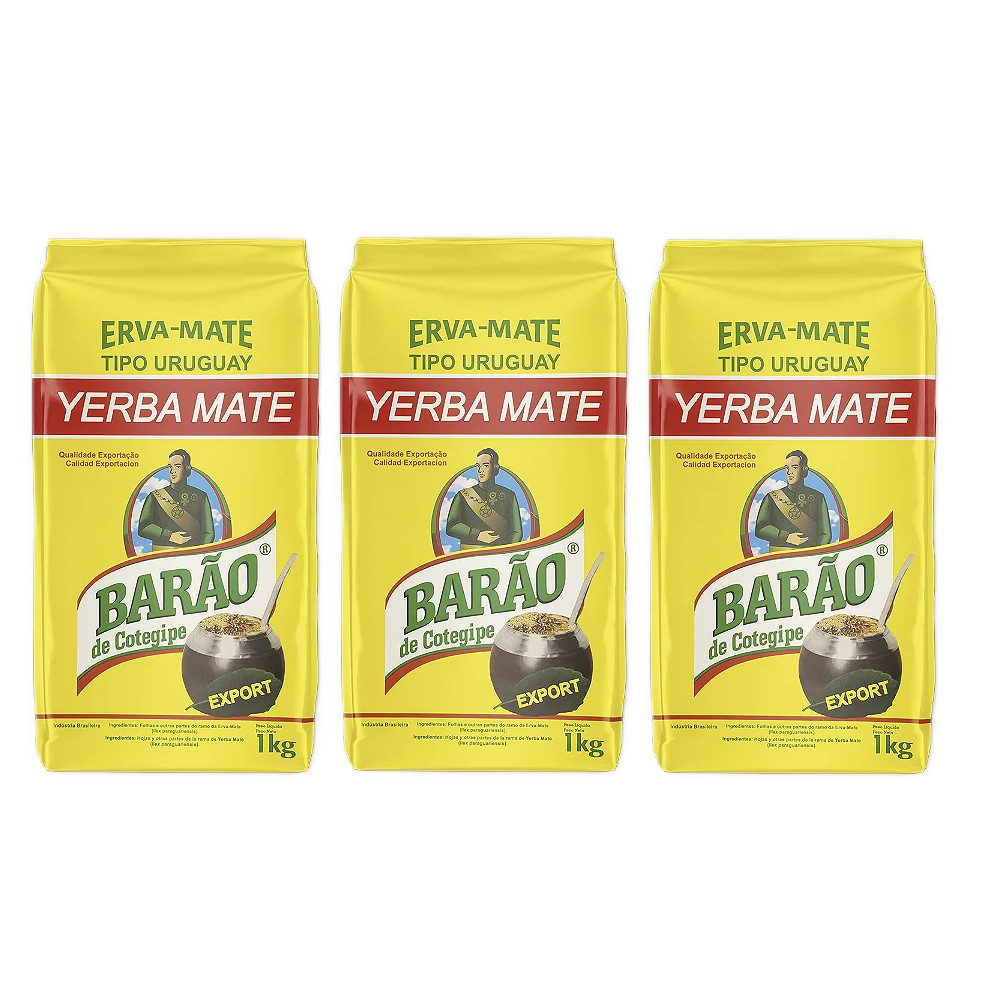 Kit 3 Erva Mate Barão Tipo Uruguay Export 1Kg
