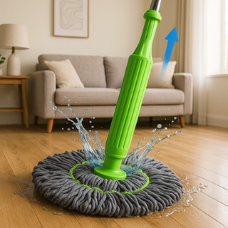 Mop Esfregão 2 em 1 giratório automático com desidratação prática para limpeza completa de piso em Oferta na Shopee