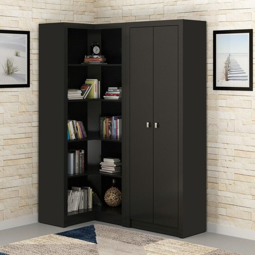 Kit 2 Armários para Escritório com Armário Fechado e Armário de Canto ME4105 e ME4132 Preto em Oferta na Shopee
