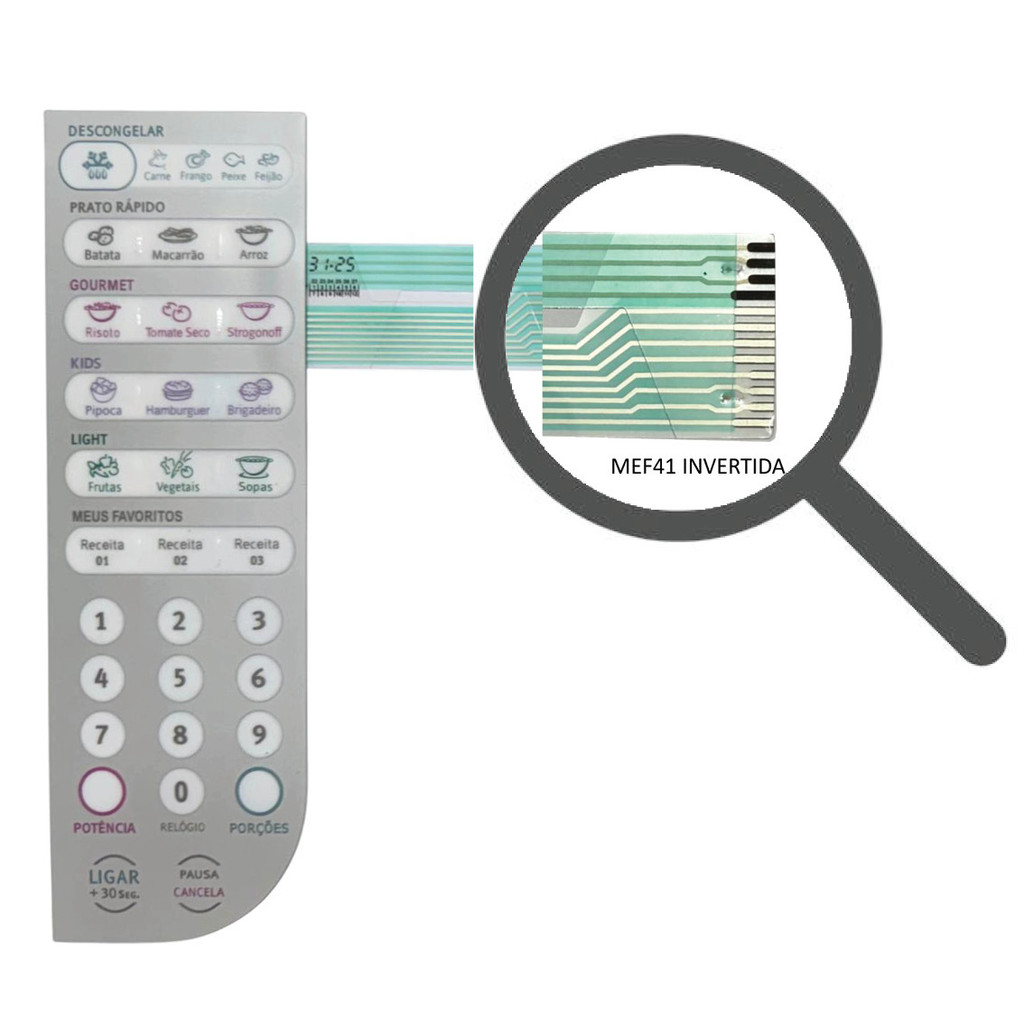 MEMBRANA COMPATIVEL MICROONDAS ELECTROLUX MEF41 INVERTIDA