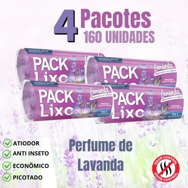 Kit 4 Saco de Lixo Perfumado Pia e Banheiro 10L Lavanda Prático Cheiroso e Anti odor Anti Inseto