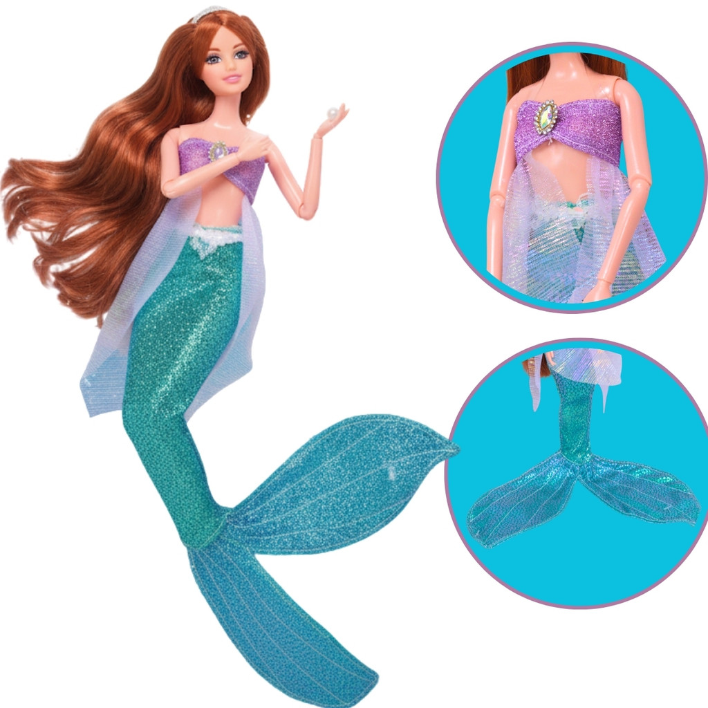Boneca Coleção Sereia Articulada Acessórios Brilhante - Castela em Oferta na Shopee