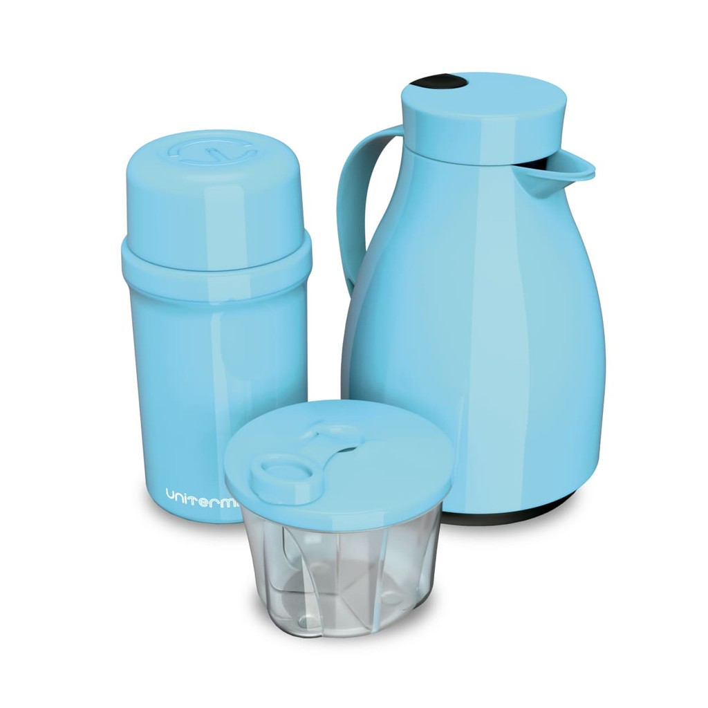 Kit Unibaby Porta Leite Garrafa Térmica Dosador Passeio 3pçs em Oferta na Shopee