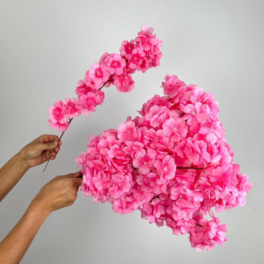 Flor Cerejeira - 1 Galho planta artificial Decoração Casa -A-520 ROSA ESCURO