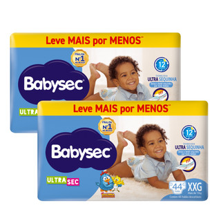 Kit 2x Fralda BabySec Ultrasec Hiper XXG Galinha Pintadinha Leve Mais Pague Menos 44 Unidades