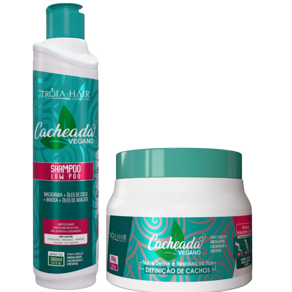 Kit Cacheada Duo – Low Poo + Máscara Hidratante 300ml Tróia Hair