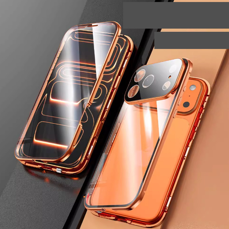 Cobertura Completa 360 ° Capa De Vidro Magnético De Proteção Para iPhone 17 Pro Max 16 15 14 Plus 13 12 Com Protetor De