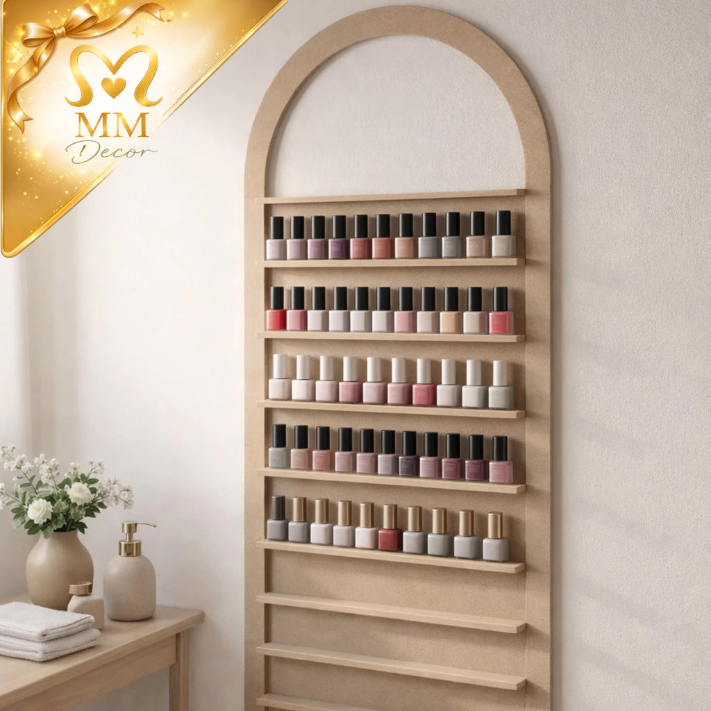 Prateleira Porta Esmaltes de Parede com Arco MDF Desmontável