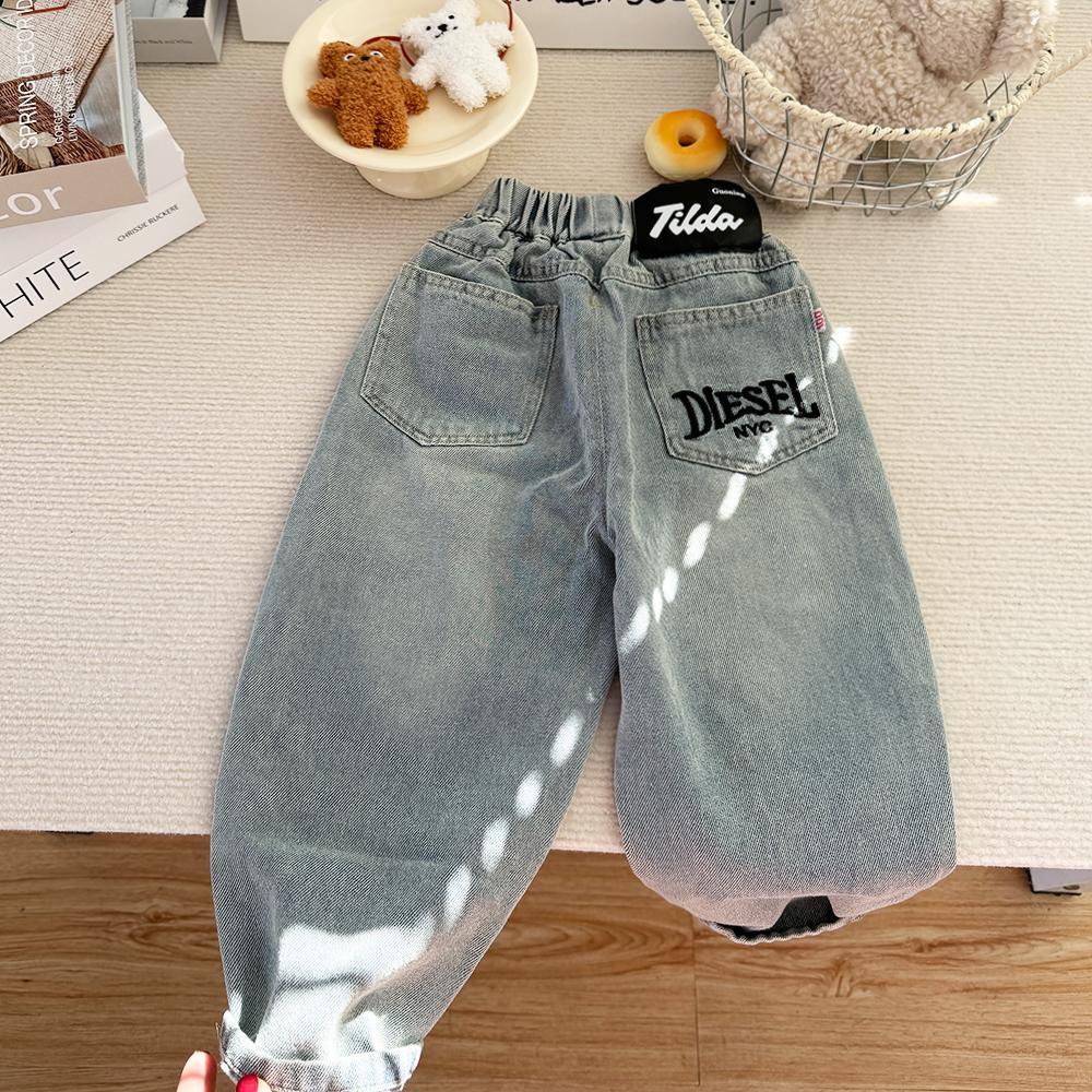 Crianças estilo ocidental All-Match Jeans primavera outono novo estilo bebê menino moda Casual bonito calças compridas v