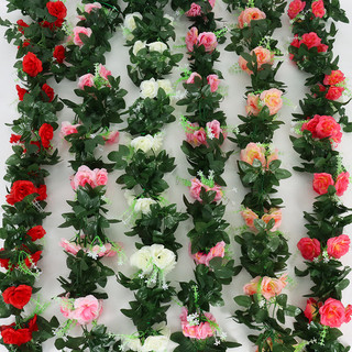 Flor Artificial flor falsa flor de seda Rattan videira rosa videira ar condicionado tubo de água arco de casamento enrol