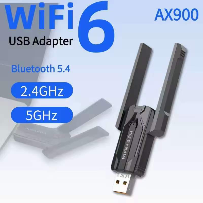 AX900 WiFi 6 Adaptador USB Bluetooth 5.4 Banda Dupla 2.4G 5G Antenas WiFi6 Receptor De Rede Dongle Driver Win Grátis 10/
