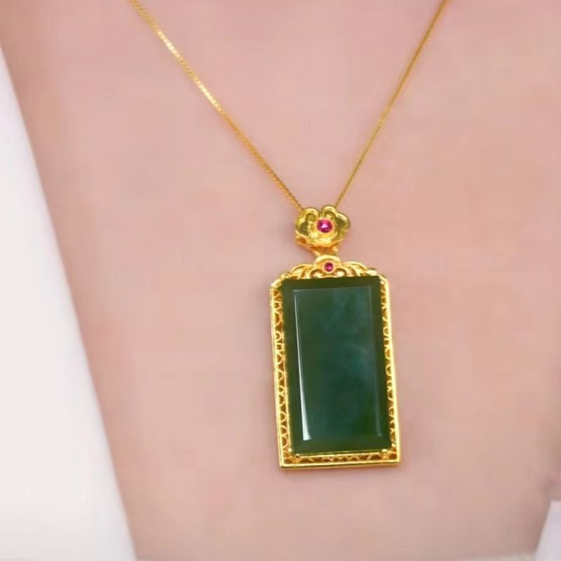 Imperador crysoprase Wuwu marca pingente feminino Natural alto gelo multicolorido estilo espinafre verde colar feminino