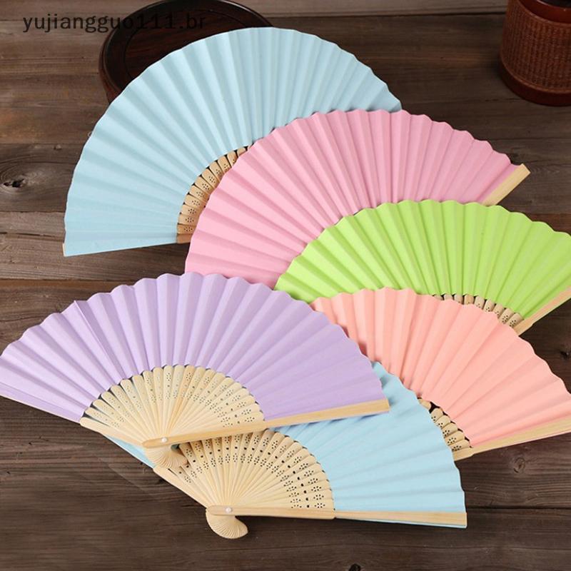 # Novo Ventilador Dobrável De Mão DIY Chinês Antiguidade De Bambu De Madeira .