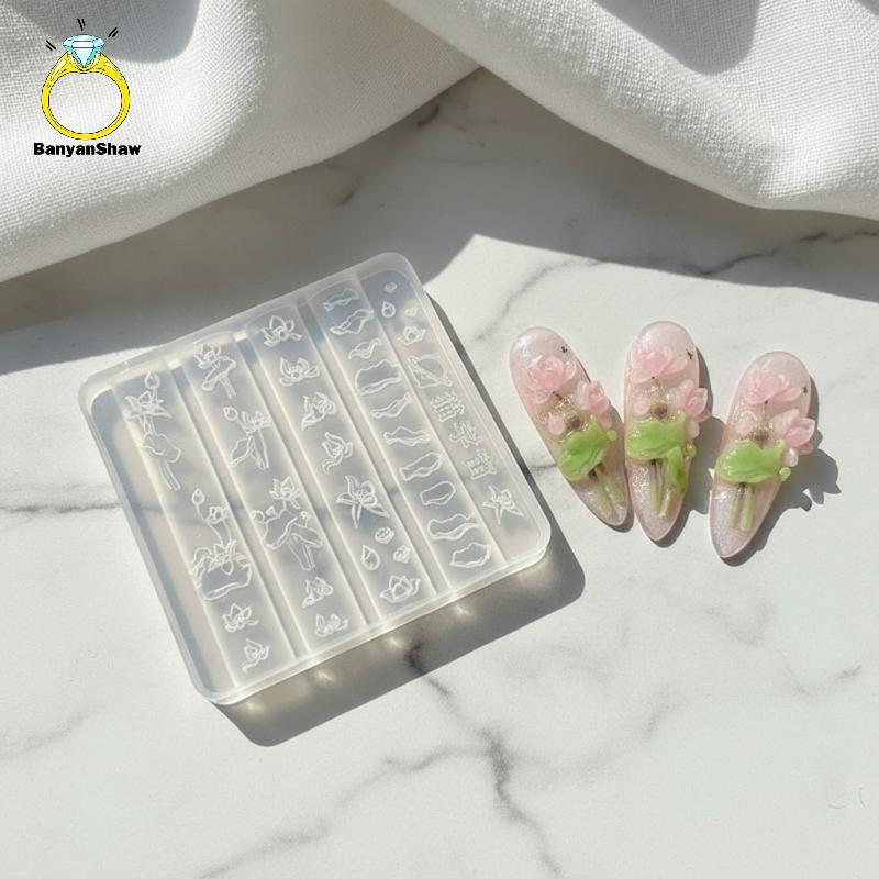 [BANY] Molde De Silicone Para Arte Em Unhas Com Flor De Lótus 3D Fácil Desmoldagem , Design Não Sti , Perfeito Casa , Fa