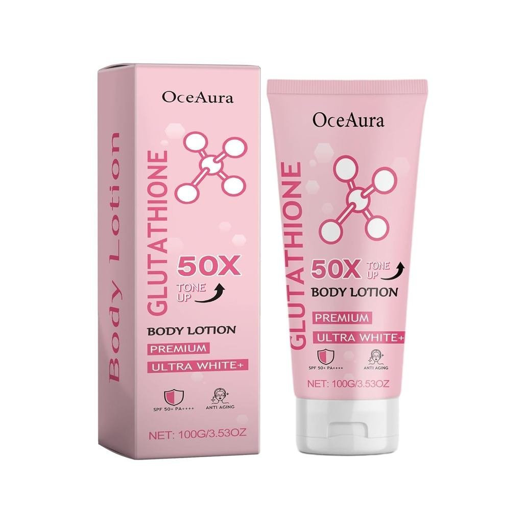 Loção Corporal Clareadora com Glutationa 50x, Pacote com 2 Unidades, Loção Corporal Hidratante e Suavizante com Fragrânc